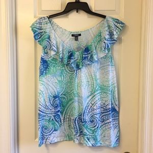 Chaps 2X ruffled sleeveless top, NWT